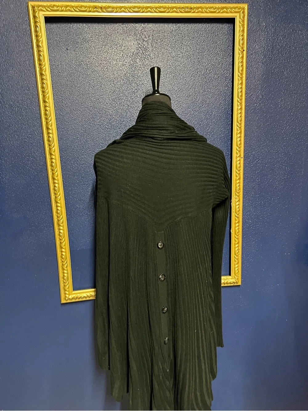 Calvin Klein Black Open-Front Longline Draped Cardigan - Picture 2 of 2